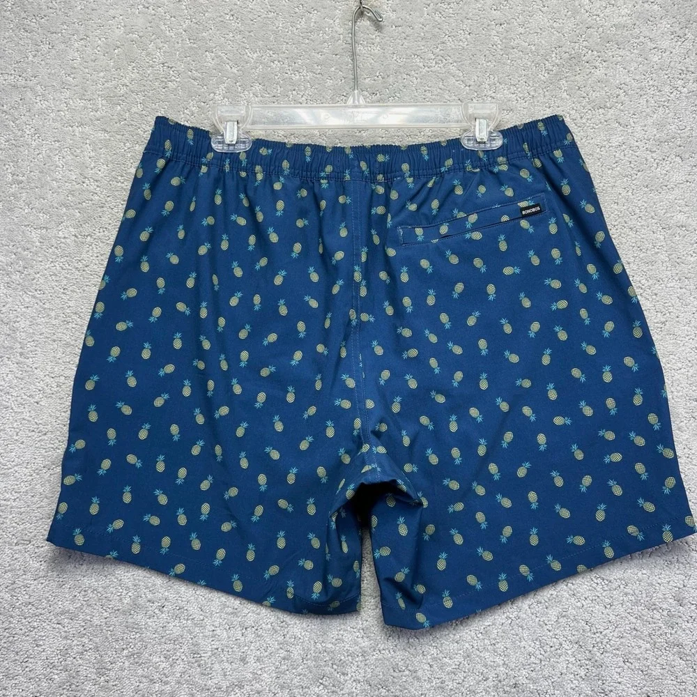Bonobos Swim Trunks Mens Large Dark Blue 7 Inch Inseam Pineapple Print Lined